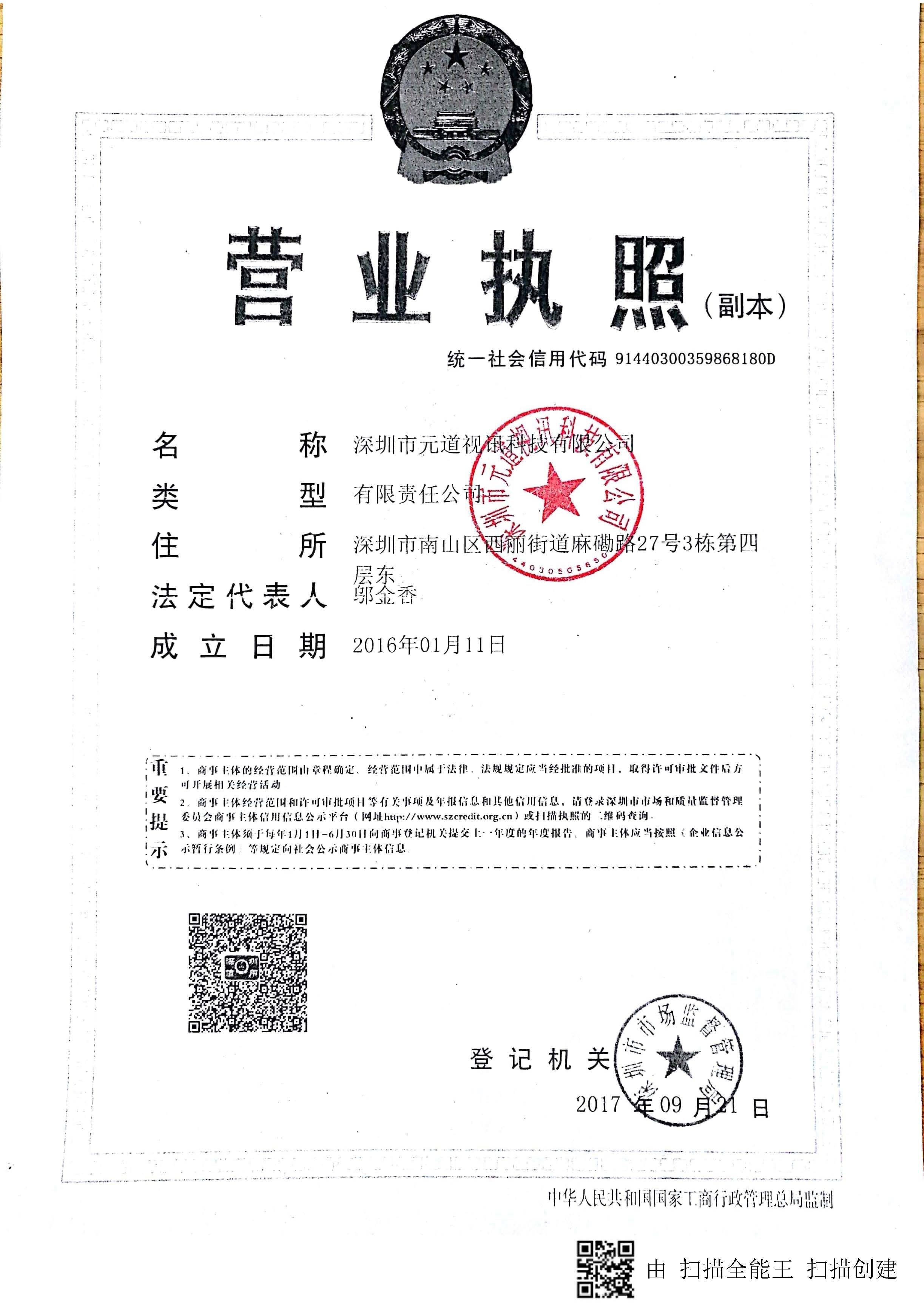 Shenzhen Yoda Views Technology Co., Ltd Сертификации