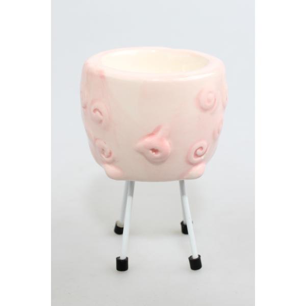 Novelty Ceramic Egg Holder , Animal Ceramic Egg Cups 3D Figure With Metal Leg
