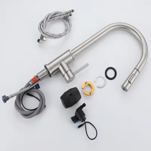 LIZHEN Kitchen Faucet Hot and Cold Mixer Kitchen Tap Pull Out LED Three Color Change Smart