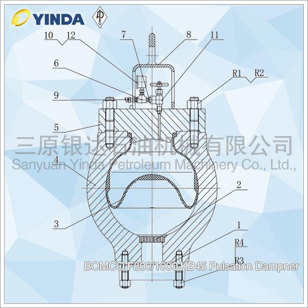 BOMCO F800/1000 Mud Pump Dampener KB45 Pulsation Dampner For Drill Rig
