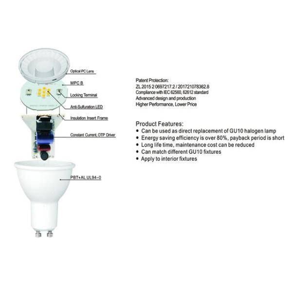 Plastic Aluminum heatsink Led Bulb 7W MR16 Gu10 Spotlight 36 Degree /60 Degree /120D