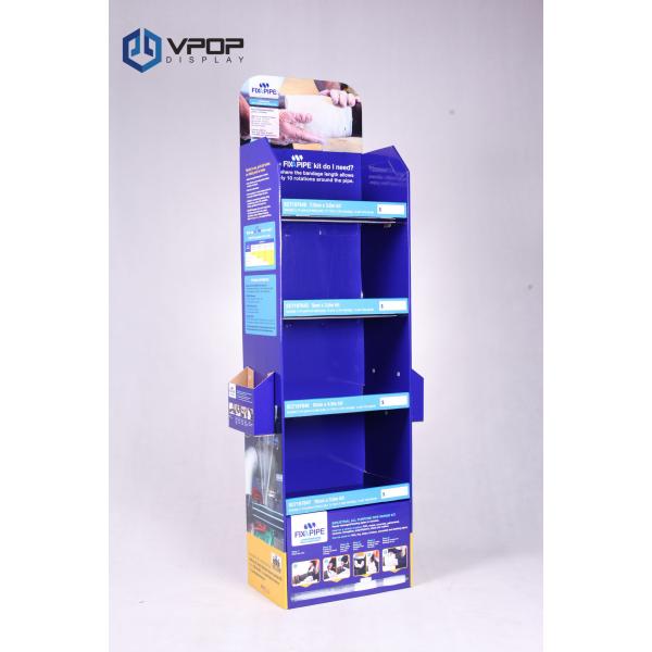 4 Shelves Blue Cardboard Pop Up Display Advertising For Water Stop Bandage