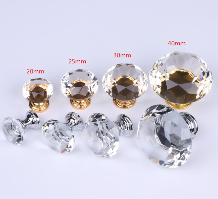 2025 Crystal Diamond Shape Kitchen Bedroom Hotel Cabinet Handles Knobs with Easy Installation