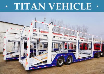 Steel Car Carrier Trailer , 2 / 3 Axle Vehicle Transport Semi Trailer