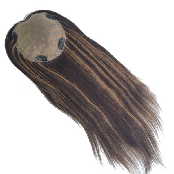 High Density European Free Part Silk Top Base 1B Real Remy Raw Hair Toupee Wig Pieces Toppers for Women