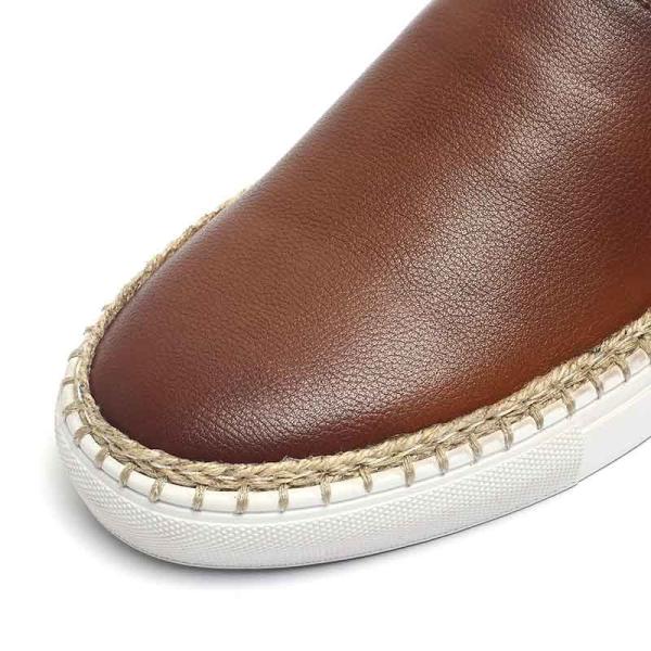 Brown Rubber Outsole Anti Skid Mens Leather Sneakers