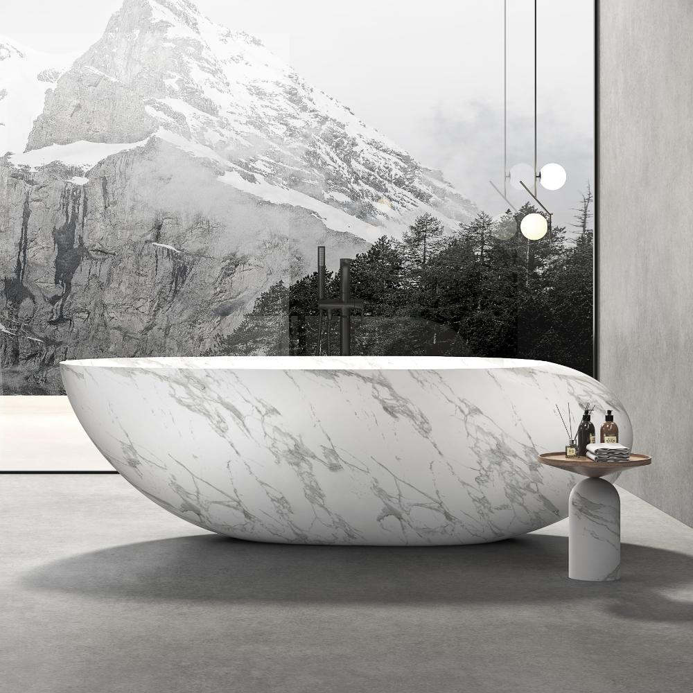 Solid Stone Soaking Tub for Luxury Villa & Hotel Bathroom