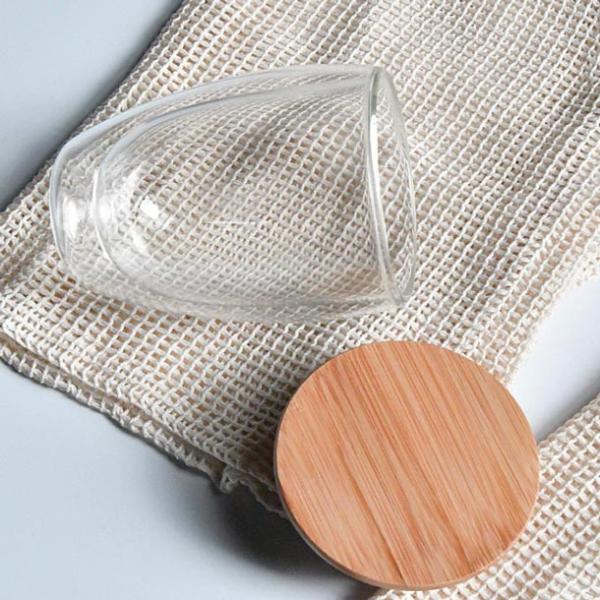 250ml 350ml 450ml Double Wall Glass Coffee Mugs With Bamboo Lid