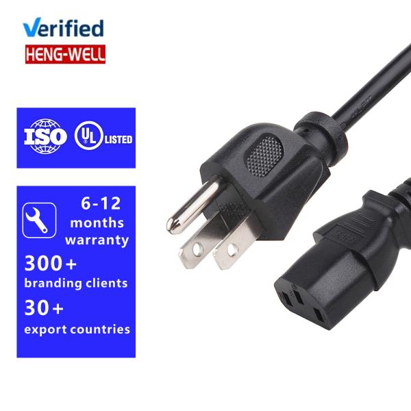 UL Approved 3pin USA Power Cord Nema5-15P To C13 C7 Power Cable Manufacturers