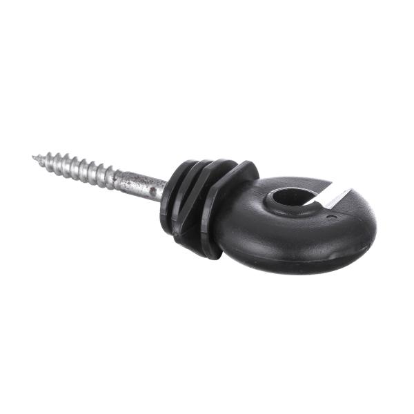 Steel Black Electric Fencing Wood Post Insulator Screw In Ring Insulator With Knurled