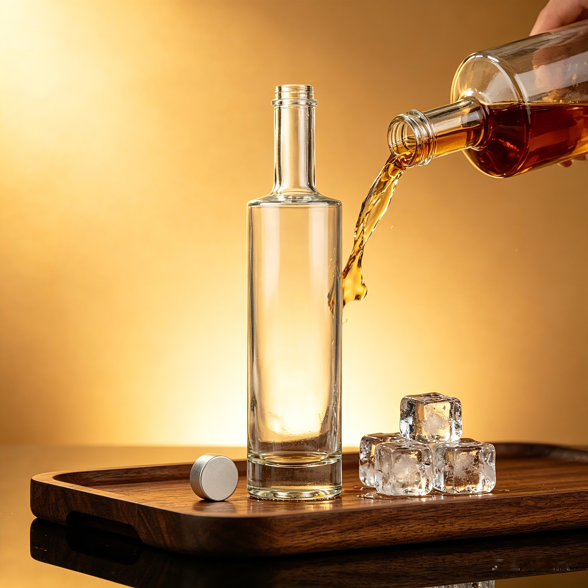 700ml White Crystal Glass Liquor Bottles Screw Top For Brandy 850g CY-889