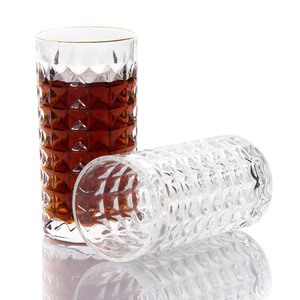 Gelas de bebida de uísque com costelas Copo de vidro gravado por encomenda para vodka