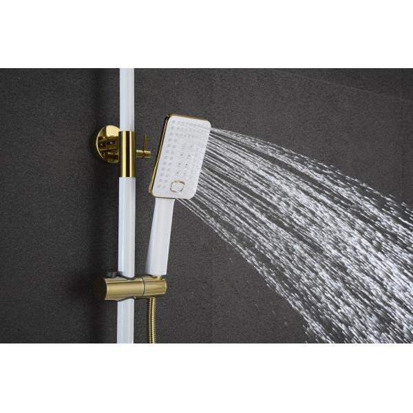 Exposed Shower Faucet Feature Without Slide Bar Modern Brass Rainfall Bathtub Tap Set