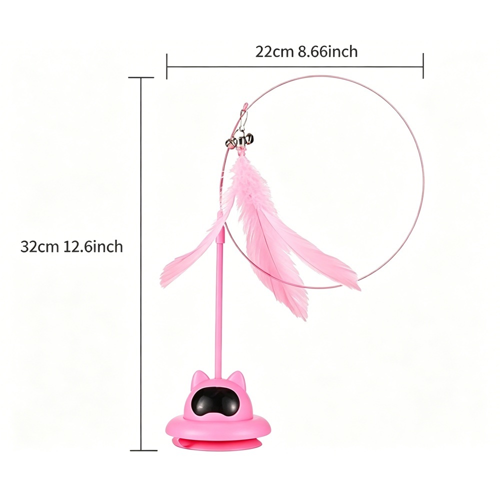 Suction Retractable Pendant Teaser Wand Steel Wire Interactive Cat Toy With Feather