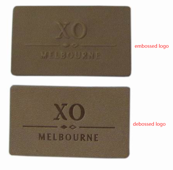 Embossed Jeans Custom Leather Labels Hot Stamped Pantone Velcro For Clothing