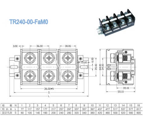 разъем терминального блока PCB Маунта 600V 240A, приводит тангаж в действие терминальных блоков 36.00mm