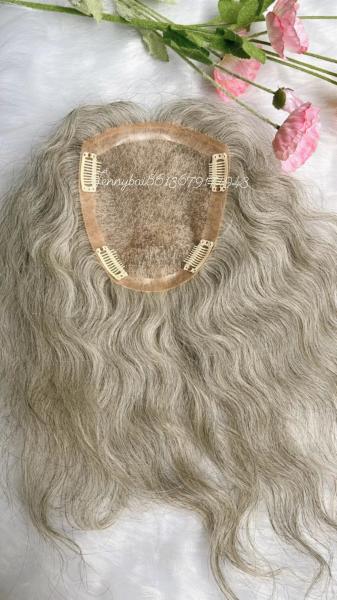 100% virgin hair mono topper natural wave European hair topper for old lady hair loss