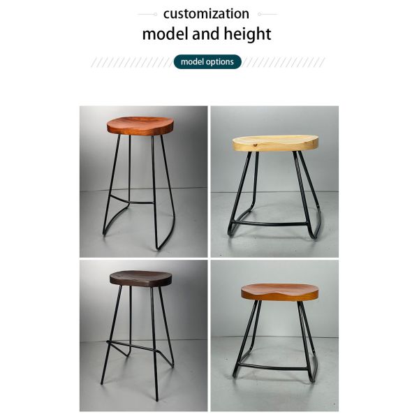 Bar Furniture Customization Height High Stools Wooden Industrial Metal Bar Table and Chairs
