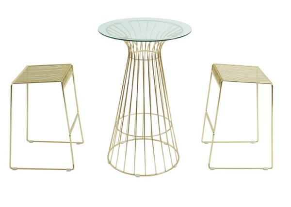 Steel Gold Wire 23.62 X 22.44 X 32.28 Outdoor Garden Furniture