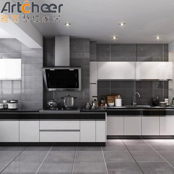 Armarios de cocina de estilo simple con persiana de rodillo y manija