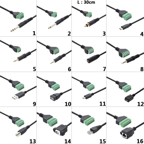 Type-C 3.1 USB Female Male Jack To 5-pin Screw Terminals Adapter Expansion Cable 30cm