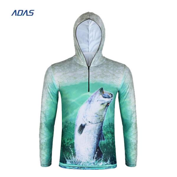 Sublimation Quick Dry Fishing Wear anti UV Fishing Hoodie T Shirt Face Mask UPF 50 100% Polyester