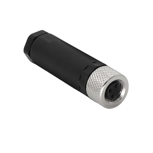 KRONZ M8 Field-wirable Circular Connector Alloy Black Plastic Female 3/4/5 Pin IP67 Waterproof