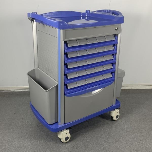 Double Sides Emergency Medicine Crash Cart Abs Material With Centralized Lock