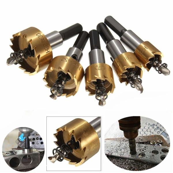 5pcs HSS Hole Saw Set 16-30mm Ti-Coated for Metal Drilling