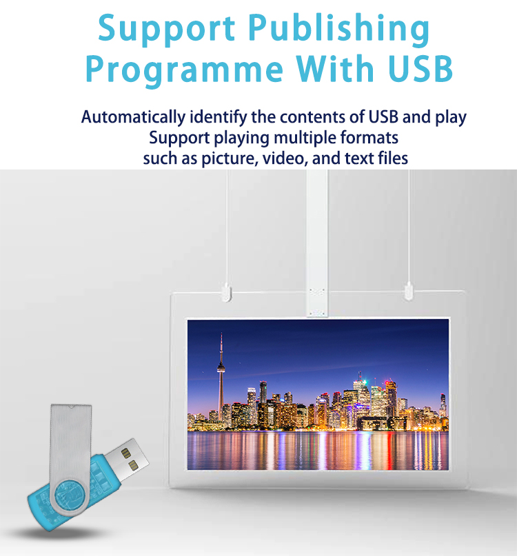 Dual-Sided 55 Inch Transparent LCD Display Roof-Hanging Digital Signage Media Player