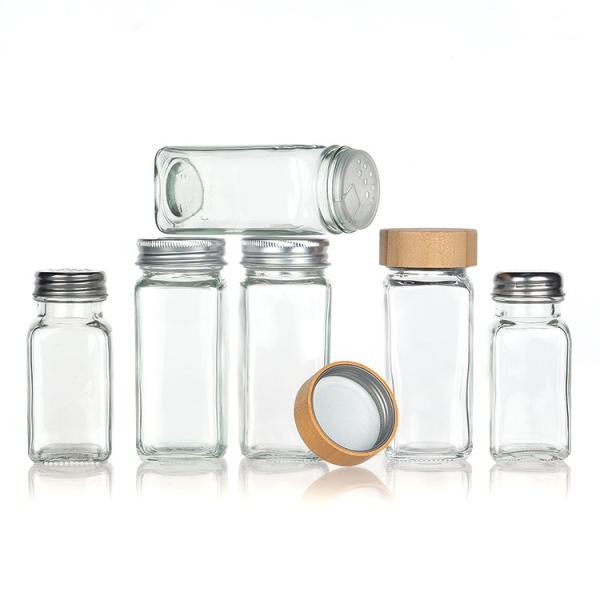 Custom Design 120ml 180ml 6oz Empty Seasoning Packaging Bottle 4oz square Glass Spice Jar With Label Maker