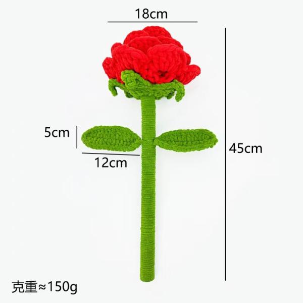 Bouquet de campeón de girasol y rosa gigante - Un regalo de punto creativo hecho a mano para su novia el día de San Valentín