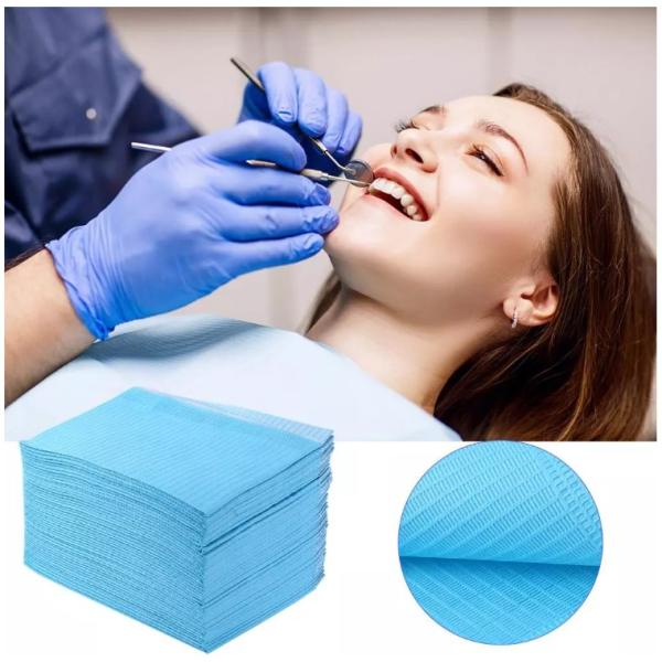 Waterproof PE Film Disposable Patient Bibs Dental Wooden Pulp