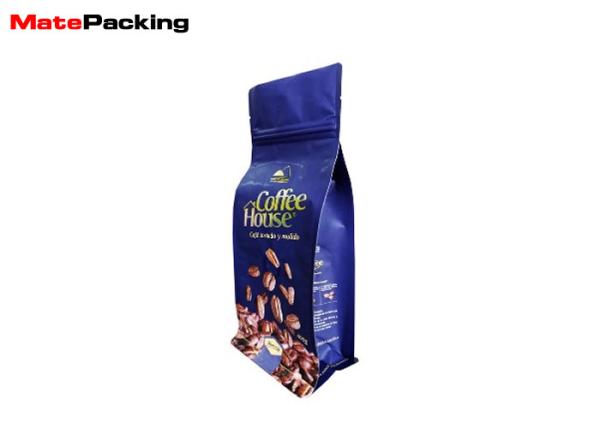 Color Printing Foil Coffee Bags With Valve Aluminum Foil Flat Bottom Custom Size