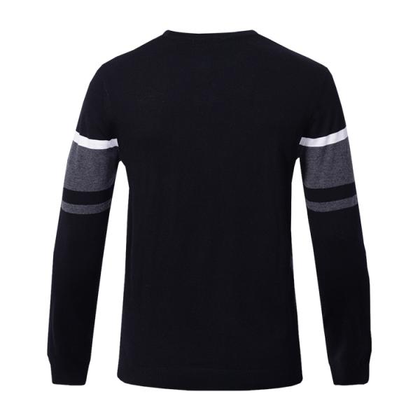 Black Mens Warm Winter Sweaters / Mens Crew Neck Pullover Slim Fit