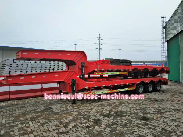 50T / 60T Heavy Duty Semi Trailers 3 Axles Low Bed , FUWA Brand Axle 13T