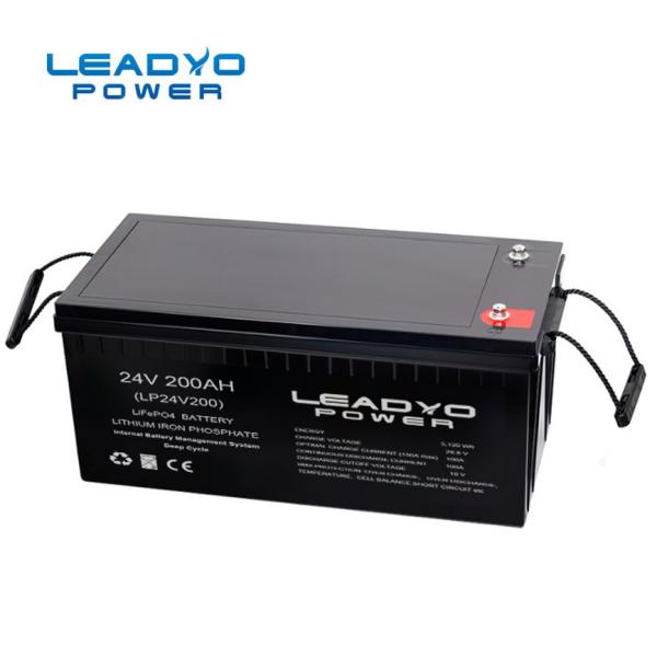Батарея батареи 24V 200Ah LiFePO4 глубокого цикла лития LEADYO Bluetooth морская