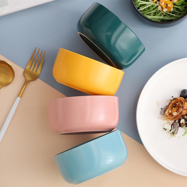 Morandi Color  Anti Skid 300ml Porcelain Salad Bowl Glazed Pasta Bowl