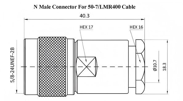LMR 400 N Type Male Connector Clamp Type Coaxial Cable Connector N-J-7