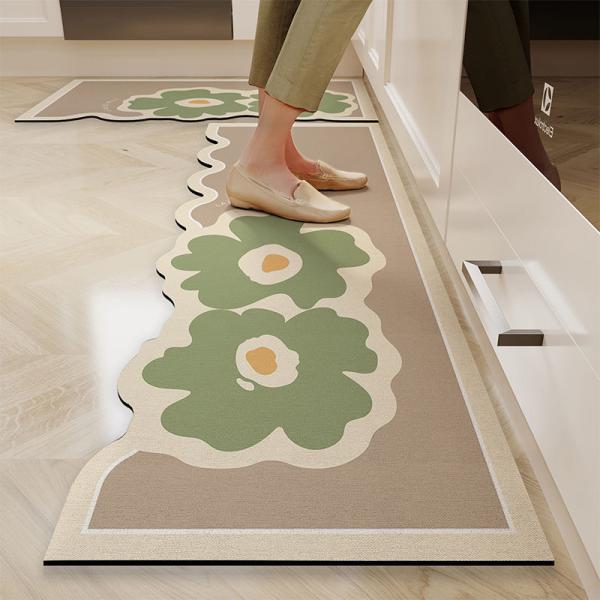 Anti Slip And Anti Dirty Kitchen Floor Mat Anti Oil Small Fresh Fashion Flower Mat