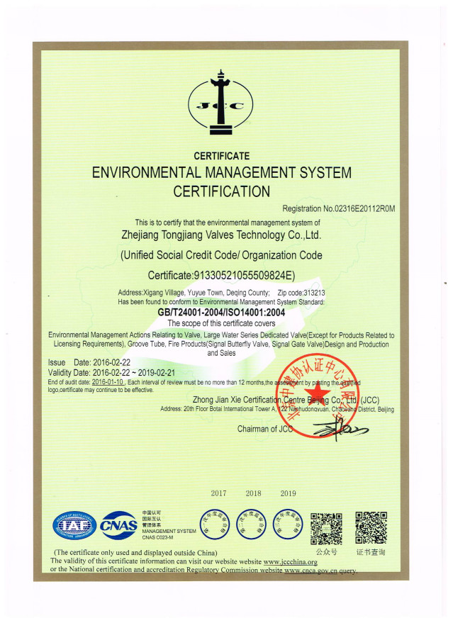 Zhejiang TongJiang Holdings Company Certifications