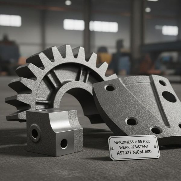 AS2027 NiCr4-600 Wear Resistant Castings with Hardness ≥ 55 HRC and High Impact Toughness for Mining Machinery