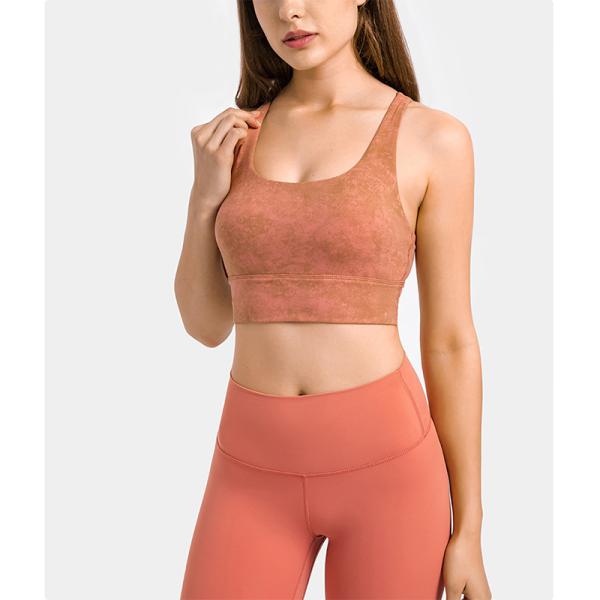 Brushed Nude Floral Printing Yoga Sports Bra Women Resilience Straps Plus Size