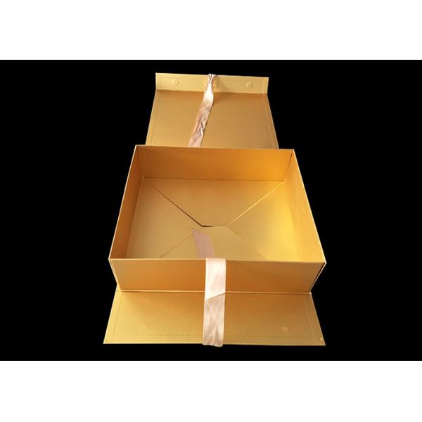 Golden Paper Folding Magnetic Packaging Gift Boxes Hard For Hair Wigs