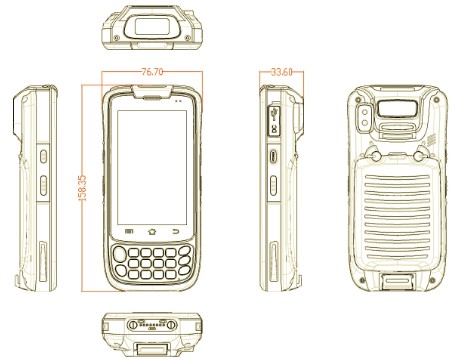 HF PDA читателя среднего ряда Handheld RFID для системы андроида 7,0 управления склада