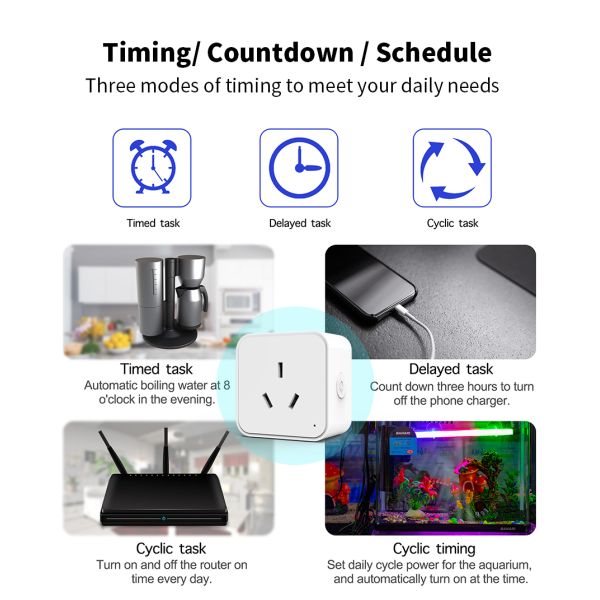 16A WiFi Smart Plug with Energy Monitor and Voice Control for Smart Home Automation