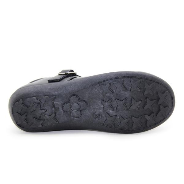 Classic Flush Flower Mary Jane Dress Shoes Girls Black Leather School Shoes