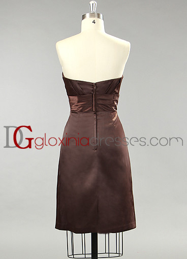 2013 A-line Sweetheart Short Pleated Satin Brown Bridesmaids dresses BMGD3021 