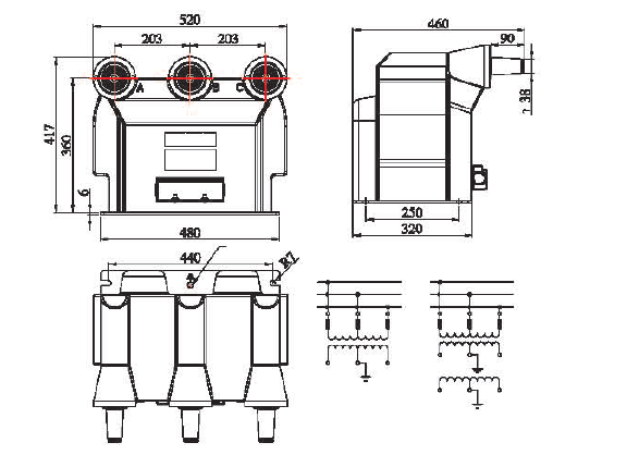 12kV Indoor Medium Voltage Transformer PT With Fuse IEEE Bushing Enclosed