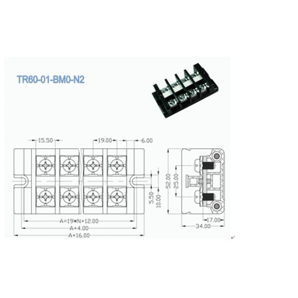 Сильнотоковый терминальный тангаж 19.00mm 600V 60A разъема все полюсы доступные